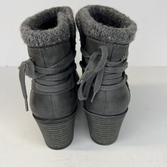 Roxy Dakota Boots Womens Size 10 Gray Booties Faux Leather Fur Lined Heels - Picture 4 of 9